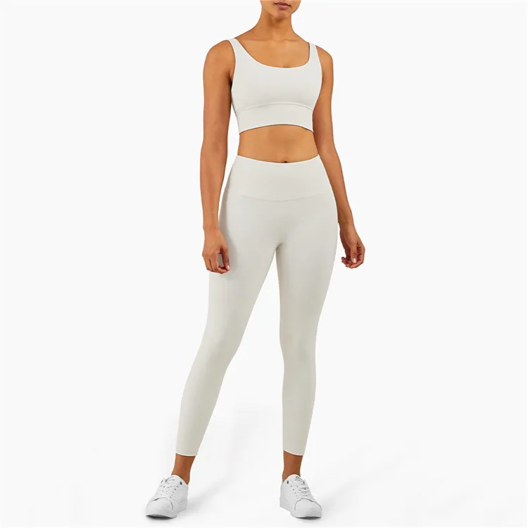 Ribbed Yoga Gym Workout Suits Women Fitness Sports Set