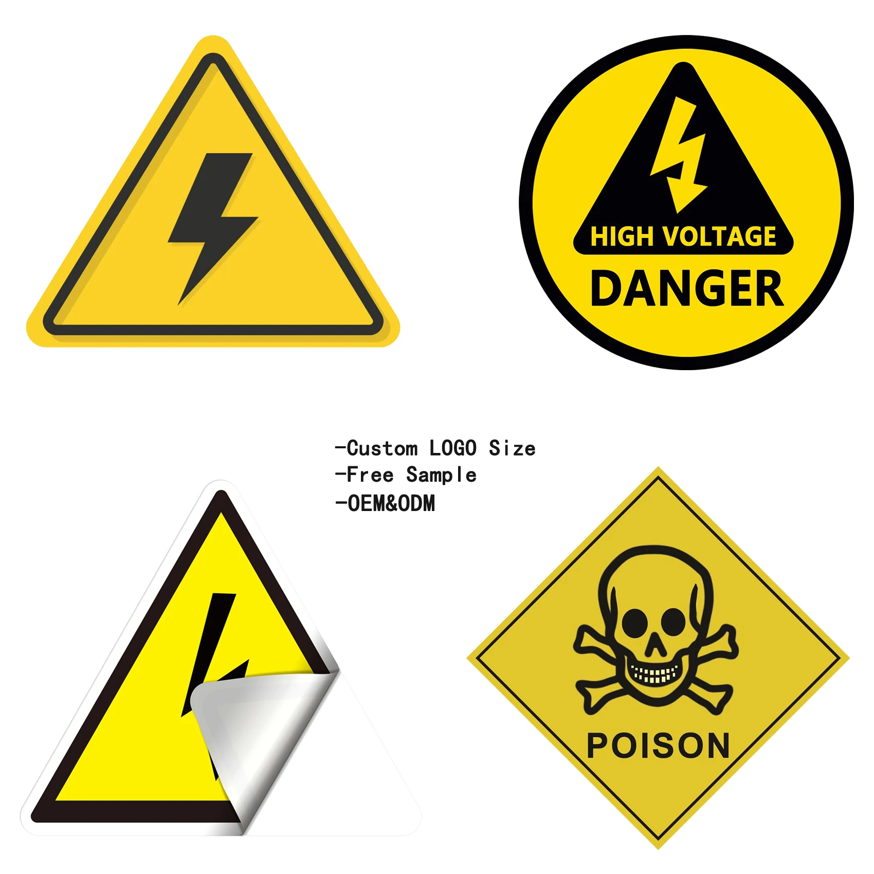 Electrical Symbol Vinyl Sticker Yellow Triangle Electrical Shock Hazard Risk Warning Sign Self Adhesive Peel Stick Vinyl Sticker