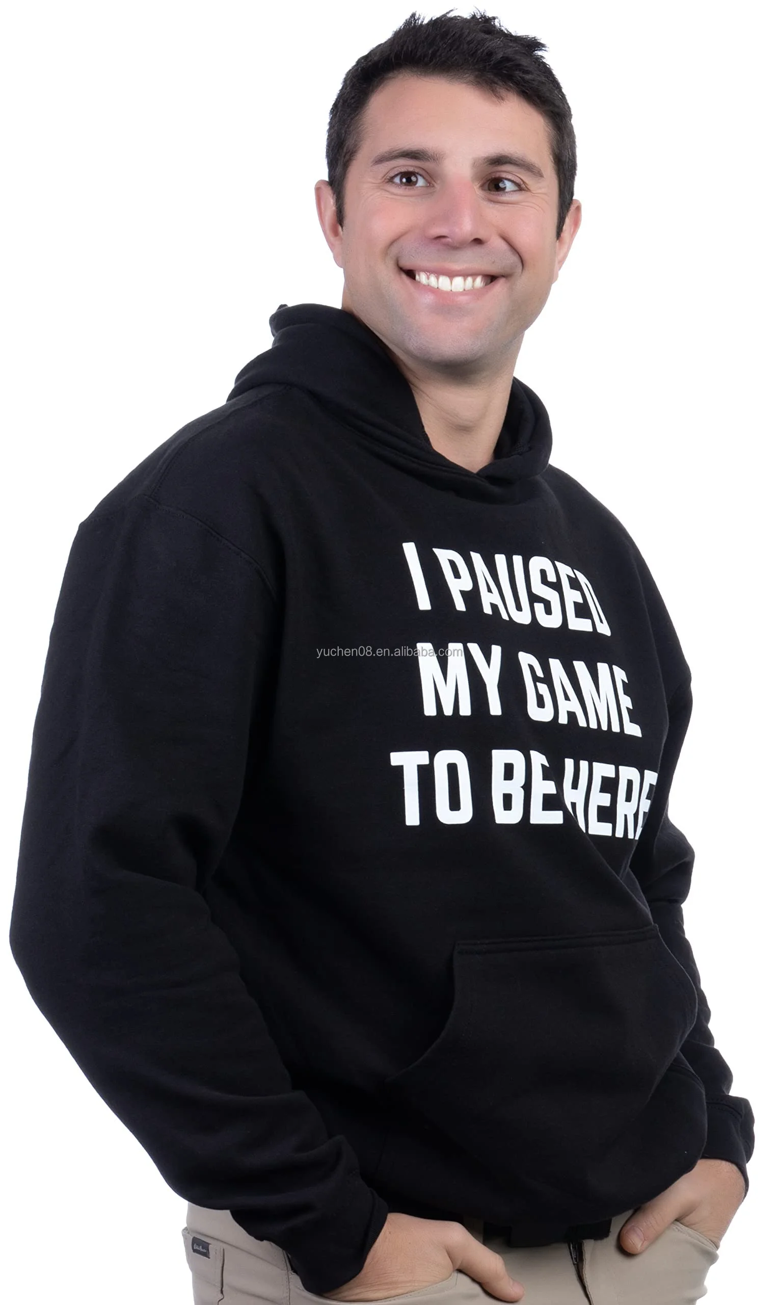 I Paused my Game to Be Here | Funny Video Gamer Humor Joke for Men Women Hoodie Hoody Hooded Sweatshirt