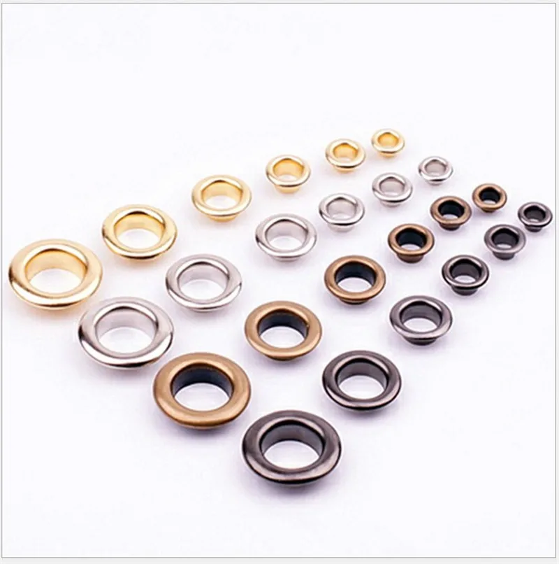 Custom metal copper logo grommet eyelets sewing eyelet iron kits shoes jeans craft heavy duty silver gold eyelets