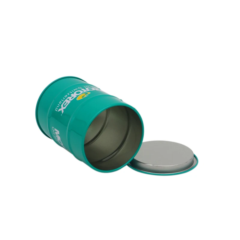 Custom logo empty coin banks tin can oil barrel style metal can with coin slot on lid cheap price