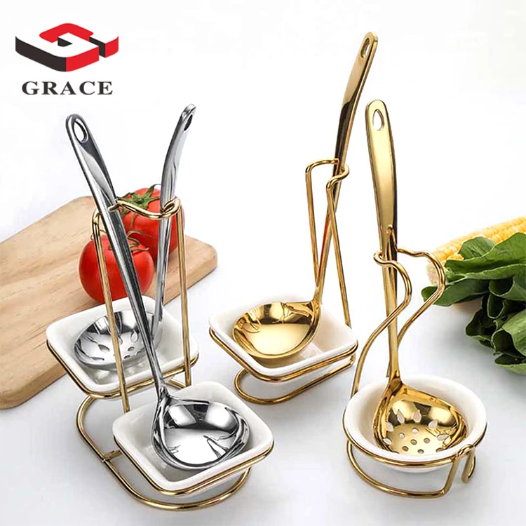 2021 New design buffet equipment warmer pot with soup spoon buffet serving utensil stainless steel serving spoon holder