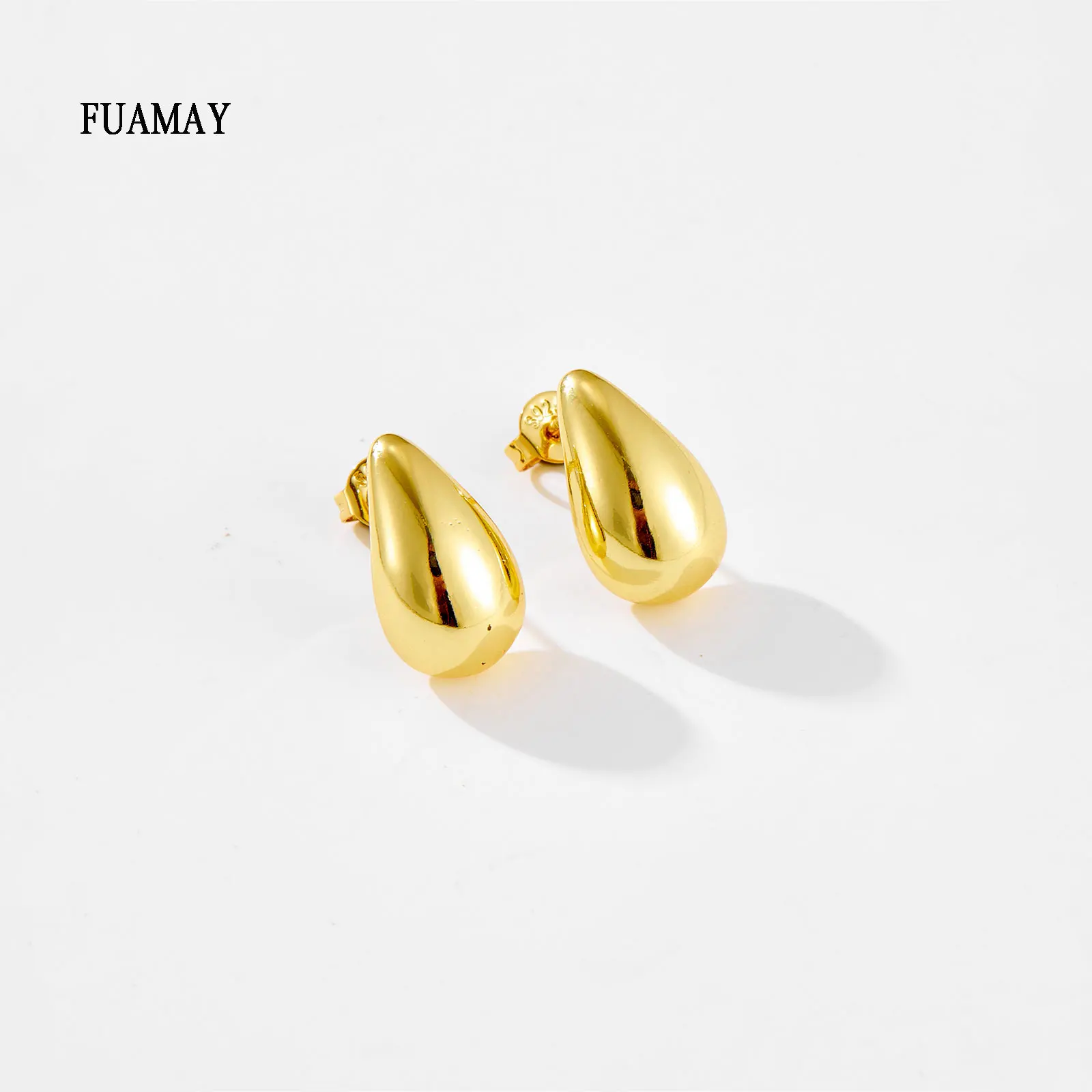 Фабрика FUAMAY 18 карат позолоченные сережки из латуни Элегантные дизайнерские ювелирные изделия женские серьги