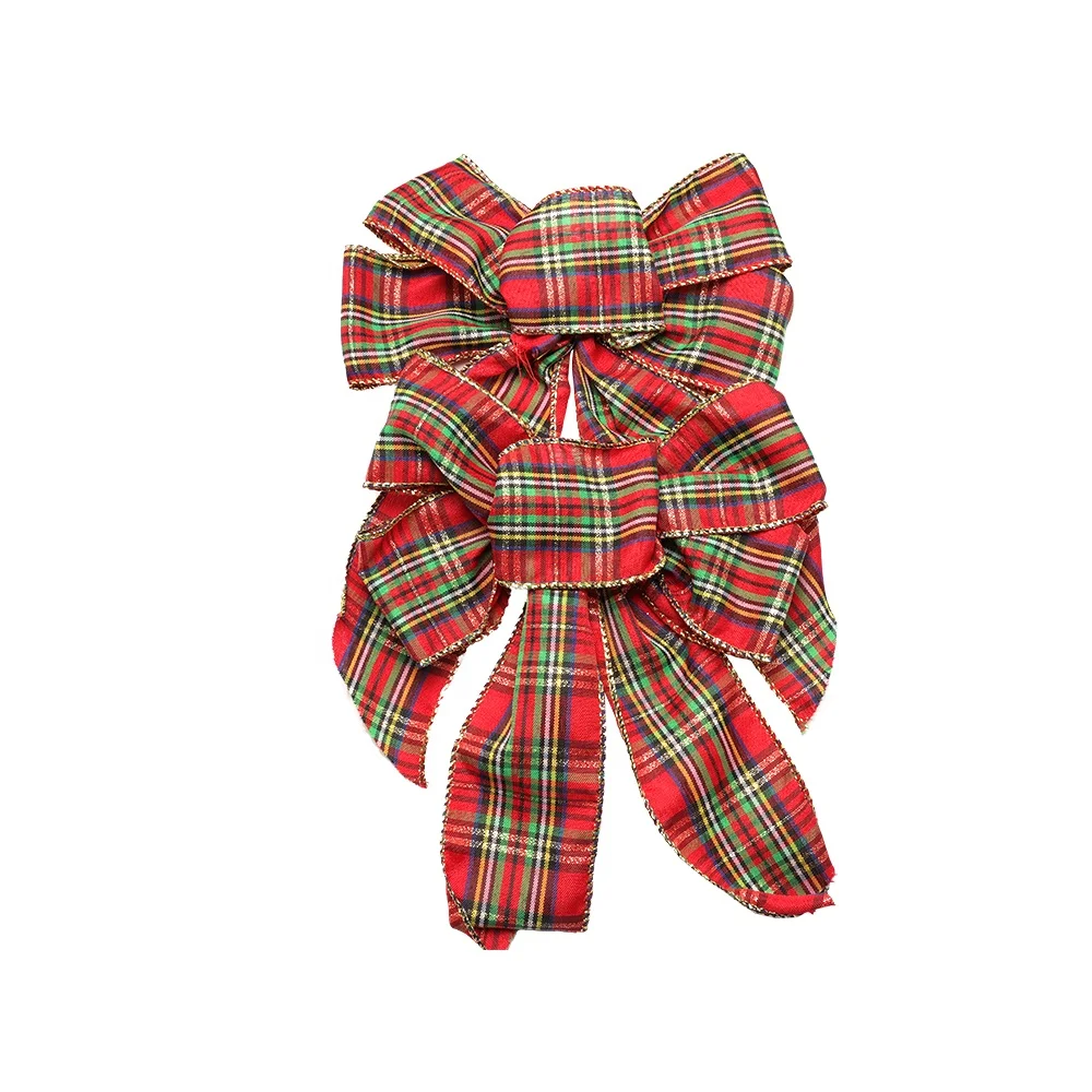 Проводной тканый бант из ленты в клетку, Рождественское украшение на заказ