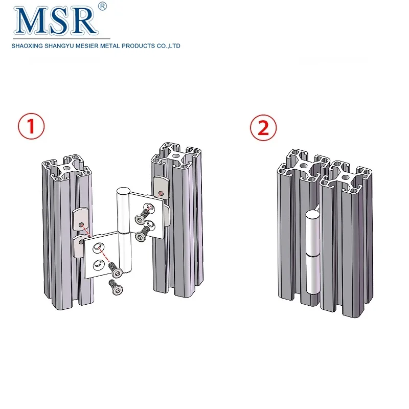 Factory Price 2550SR 4 hole concealed hinge sliver anodizing aluminum hinge industrial application T slot profile#3253