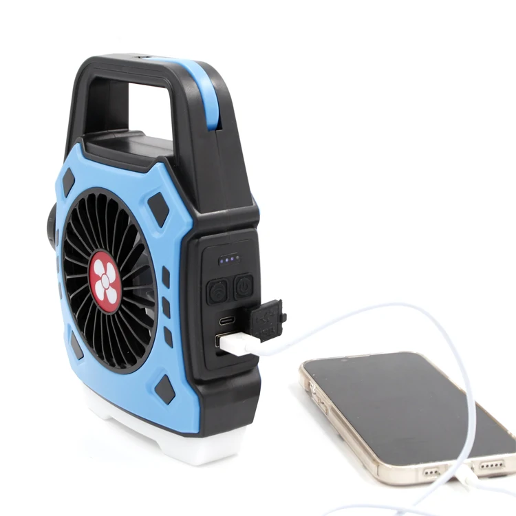 Type-C Rechargeable LED Camping Fan Light Outdoor Portable Lamp with Power Bank
