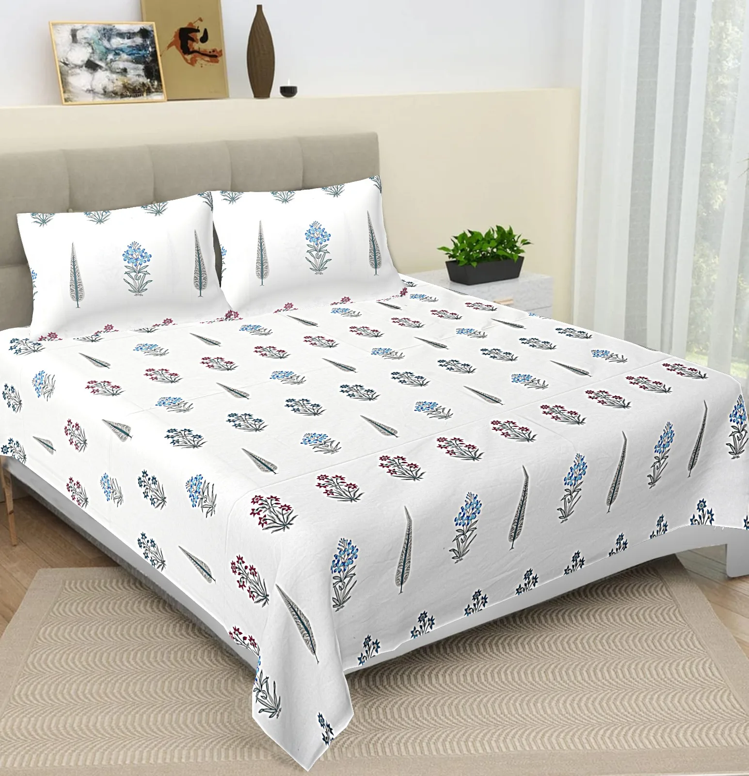 Bedsheet Hand Block Print Indian Wholesale Cotton Bed Size Bed Cover Set Handmade Bedding Jaipuri Bedsheet