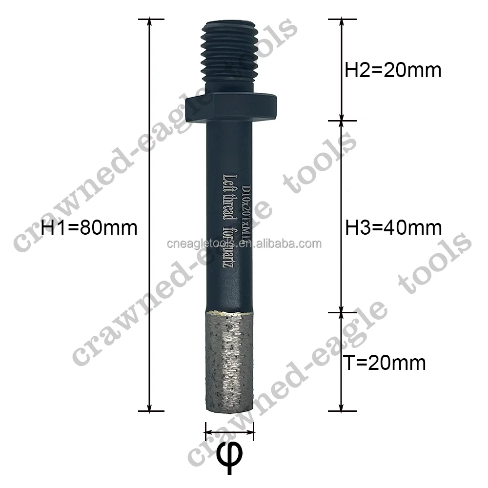 Crawnedeagle D10x20TxM12 Micro Diamond Incremental Cut Bits for Granite Quartz Stone