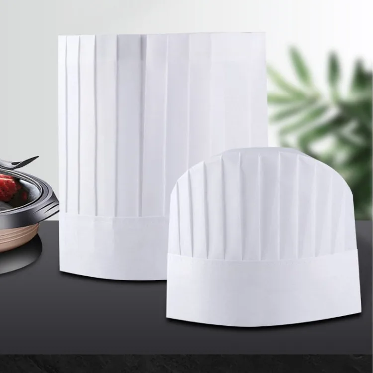 Logo Printed Non Woven Disposable Chef Hat For Kids And Adult Cooking Baking Home Kitchen School and Restaurants