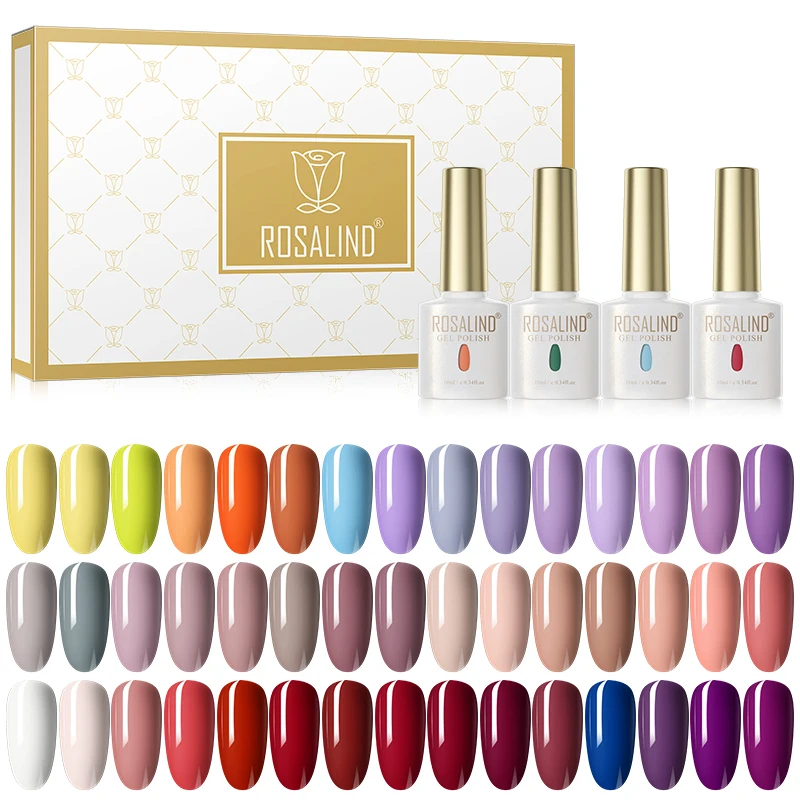 ROSALIND nail product wholesale custom bottles logo red glitter fall winter all color lacquered uv gel varnish nail polish set