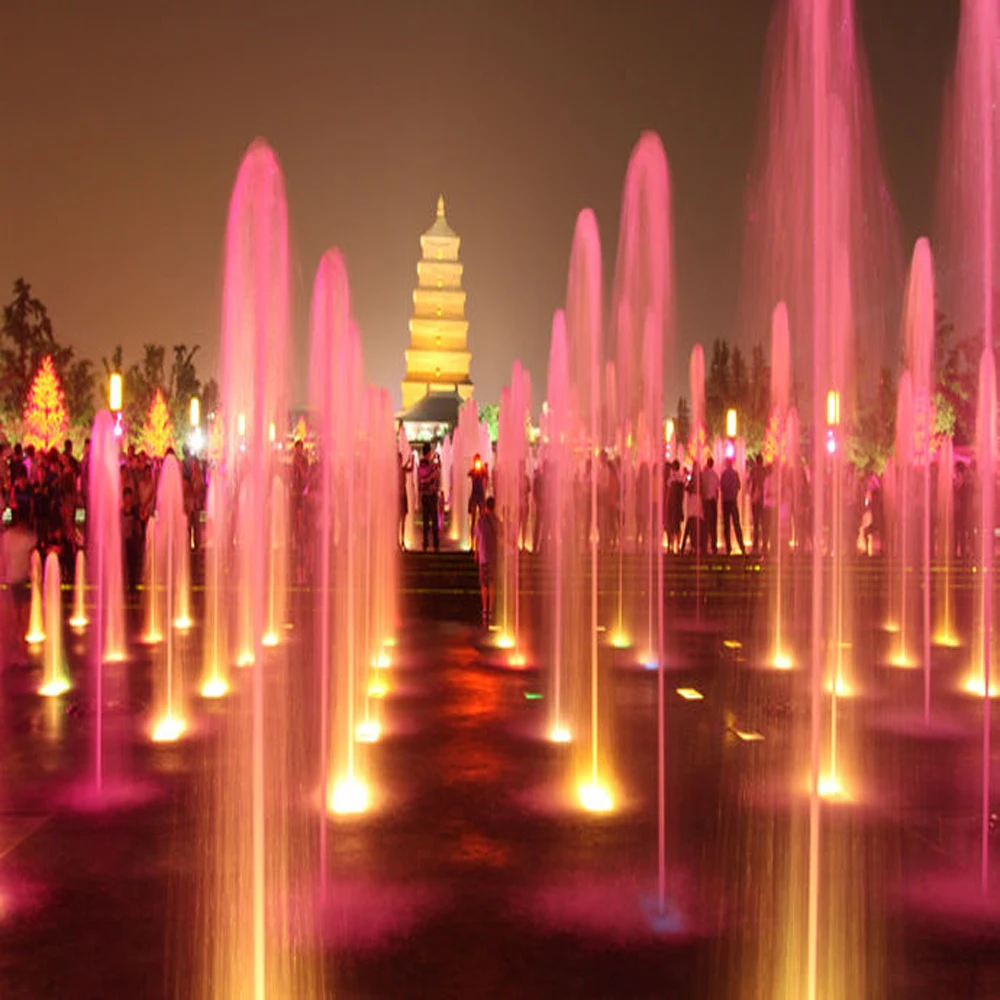 Color changing led dry floor Music water fountain indoor or outdoor