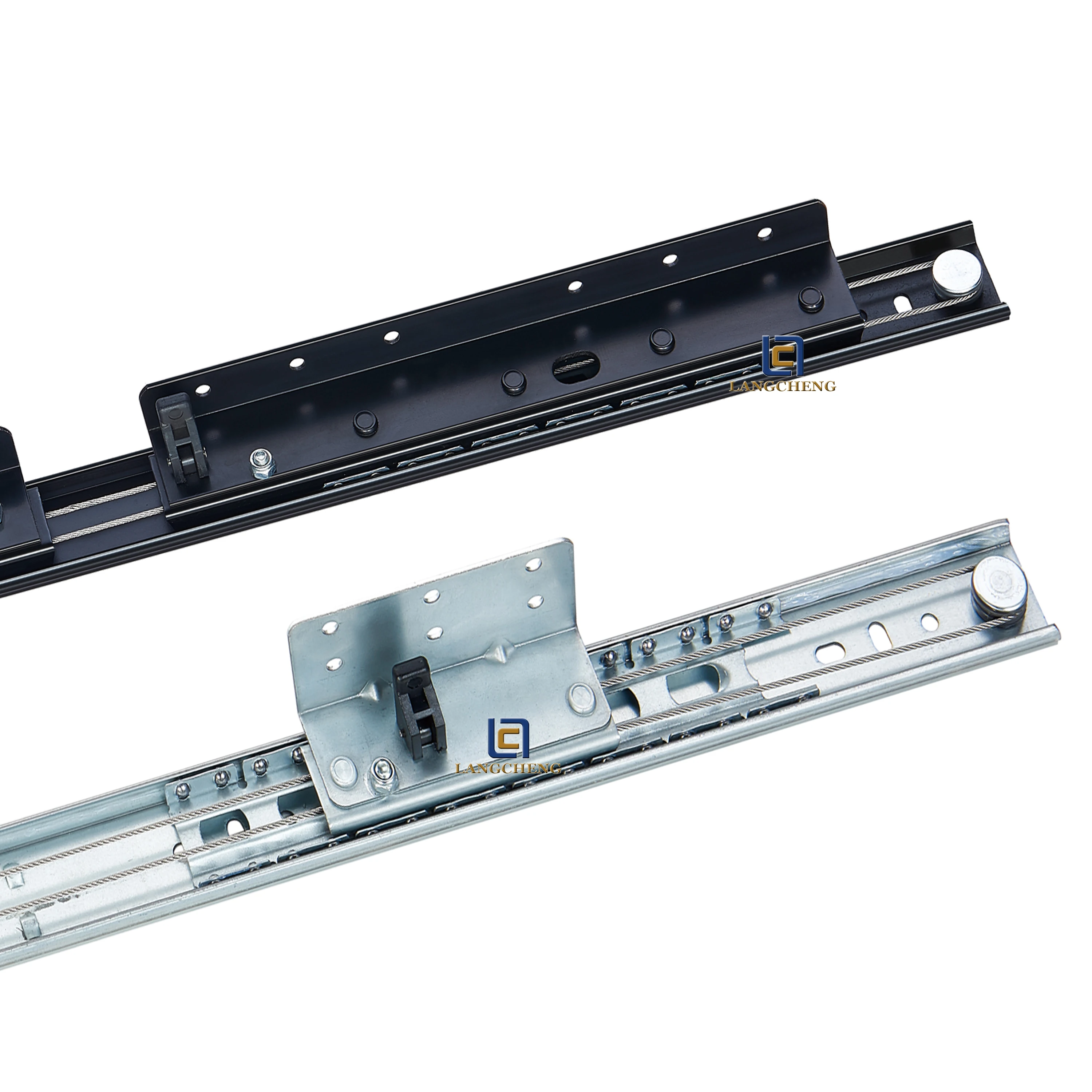 Butterfly table extension metal cable synchronized slide extension table slide mechanism