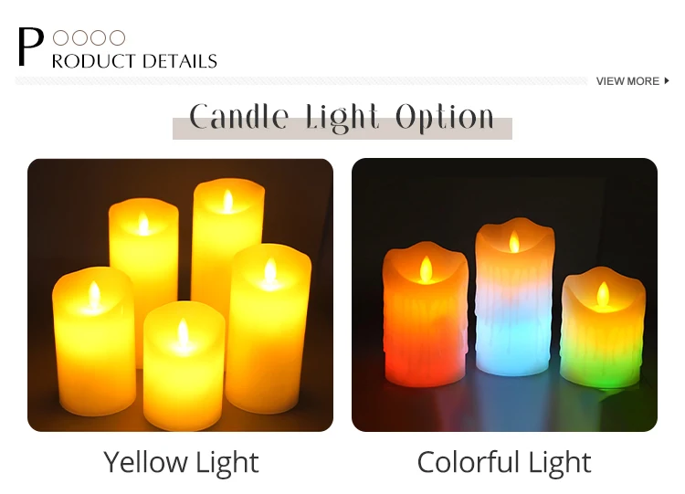 Flameless Real Wax Paraffin Plastic Pillar Warm Light LED Taper Candle With 10 Keys Timer Remote Operate For Gift