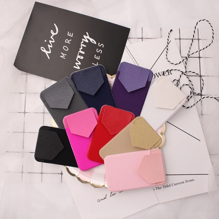 Triangle Leather Label Mobile Phone Sticker 3m Glue Phone Credit Card Pouch Slot Bag Adhesive Back Hand Phones