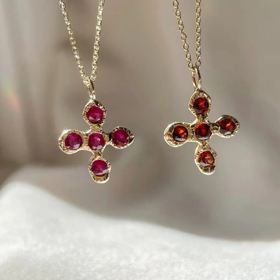 Fashion Gold Plated Christian Jewelry Colorful Zircon Cross Pendant Necklace For Women