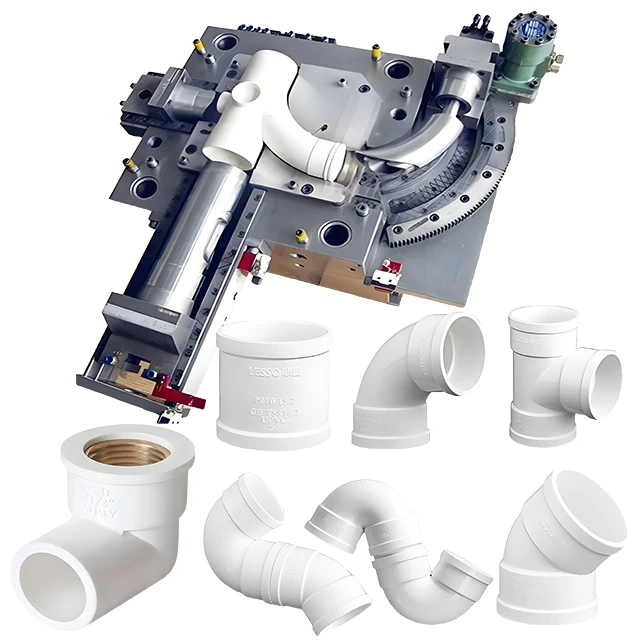 Custom Water Pipe Fitting Mould 63 75 90 110mm PVC Pipe Fittings 45 Degree Elbow drainage Water system large size injection mold