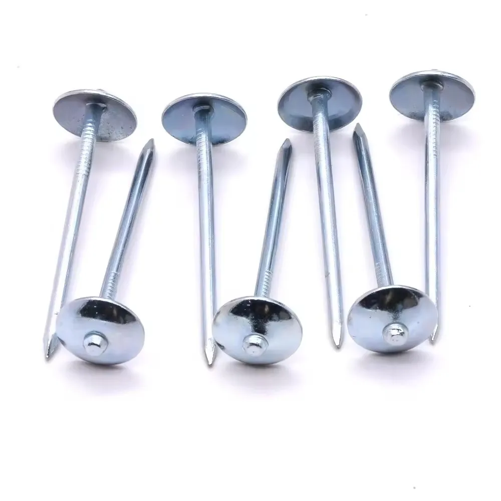 Hot-dip Galvanized umbrella head roofing nails with washer, twisted corrugated roofing nails