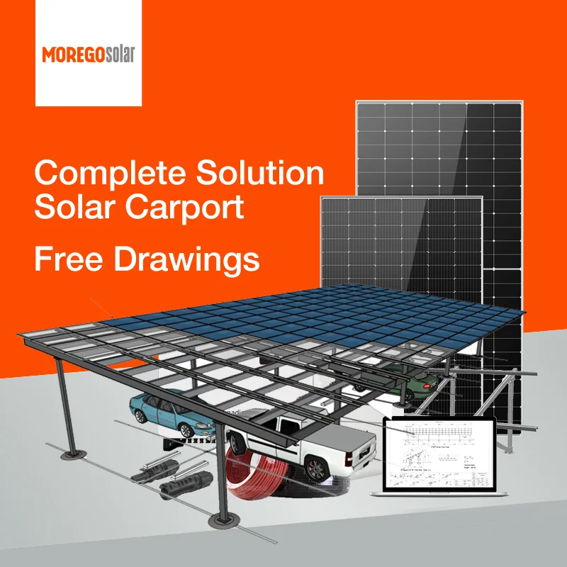 Moregosolar complete solar energy system parking carport solution 30kW 50kW 100kW 200kW 500kW 1MW solar power station