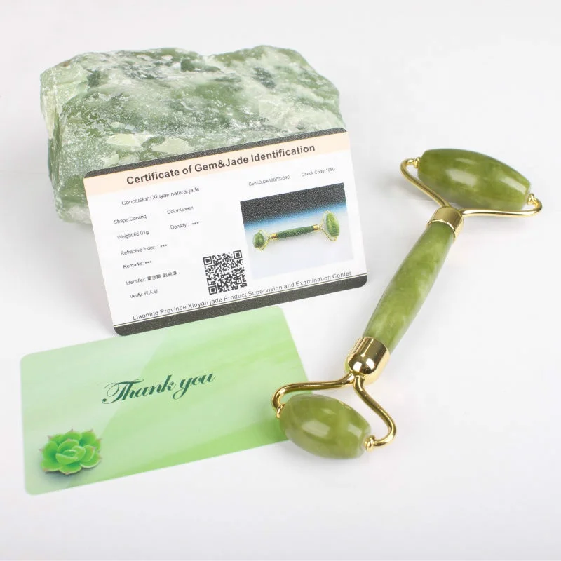 Антивозрастной массаж на заказ, 100% натуральный зеленый массажер для лица xiuyan из нефрита, каменный валик для лица и массажер гуаша