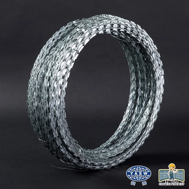 Manufacturer offer BTO-22 Hot Dipped Galvanized Concertina Razor Barbed Wire for Security Fence Razor Wire