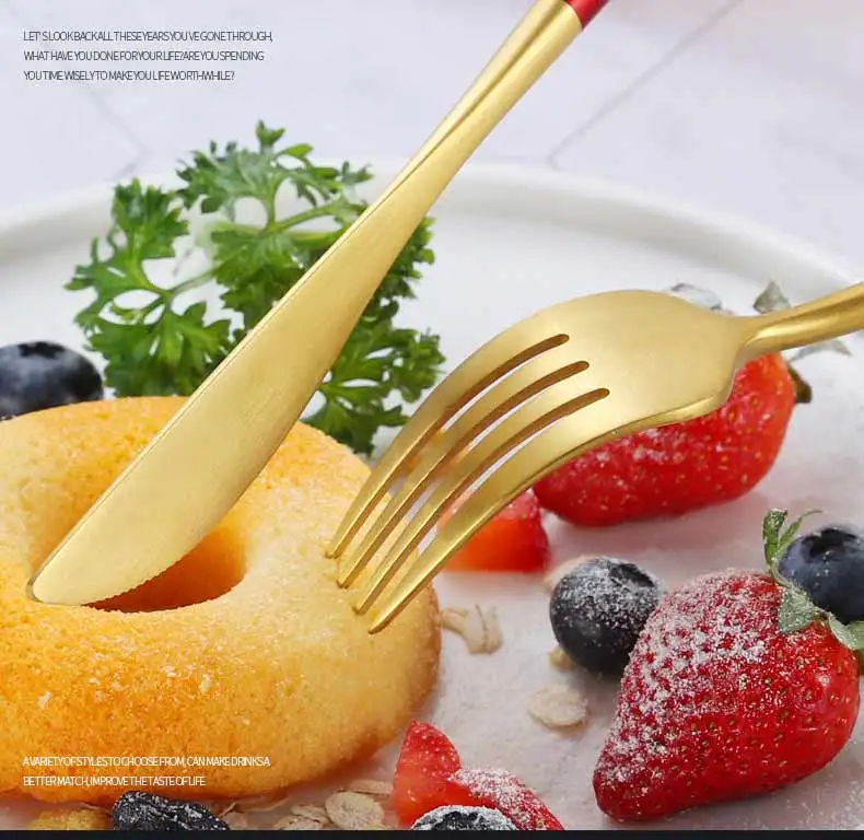 Wholesale custom luxury wedding flatware 304 stainless steel gold cutlery set