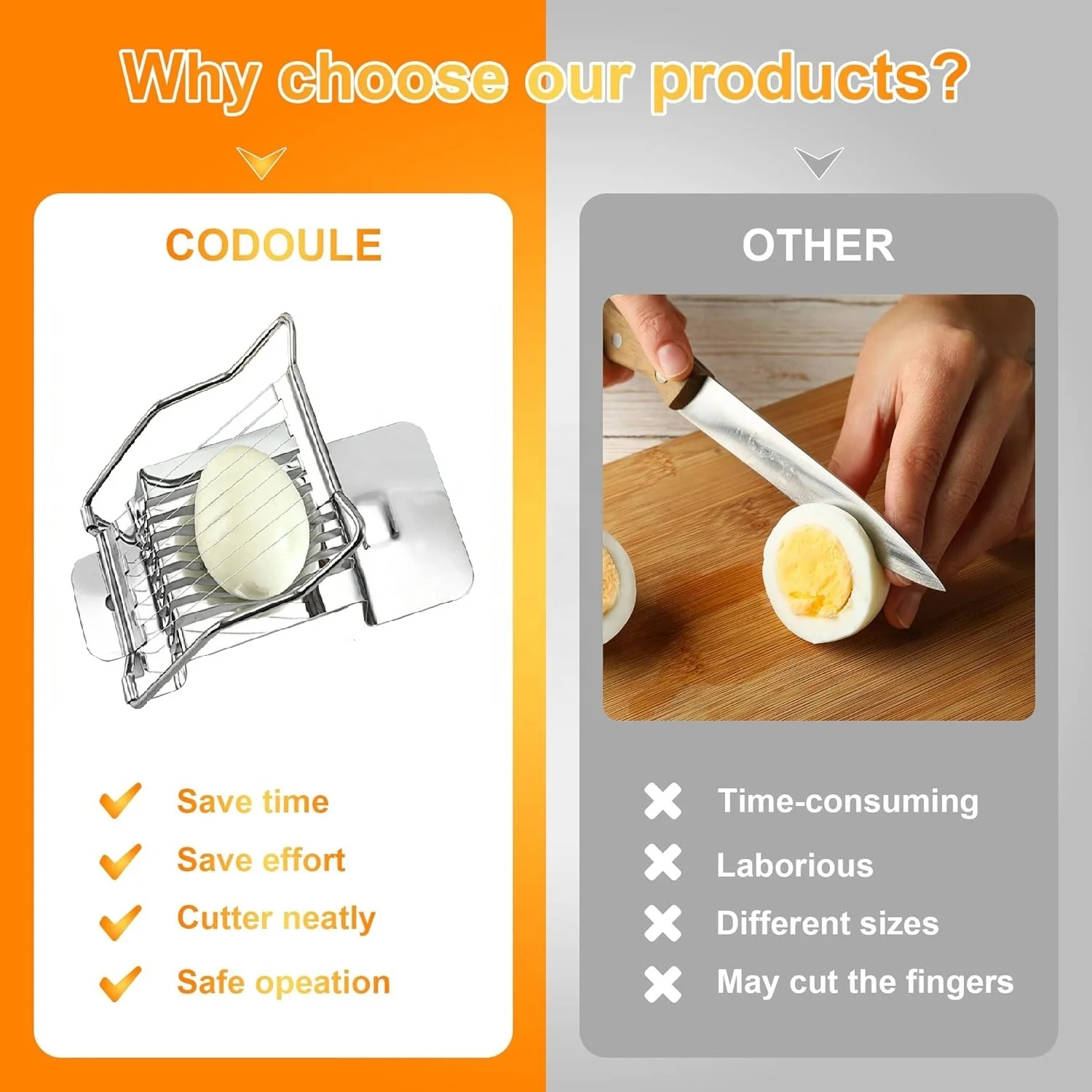 Stainless Steel Wire Egg Cutter Egg Slicer for Hard Boiled Eggs