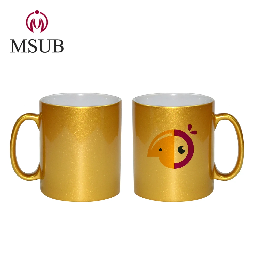 
11oz custom gold coffee mug sublimation glitter mugs 
