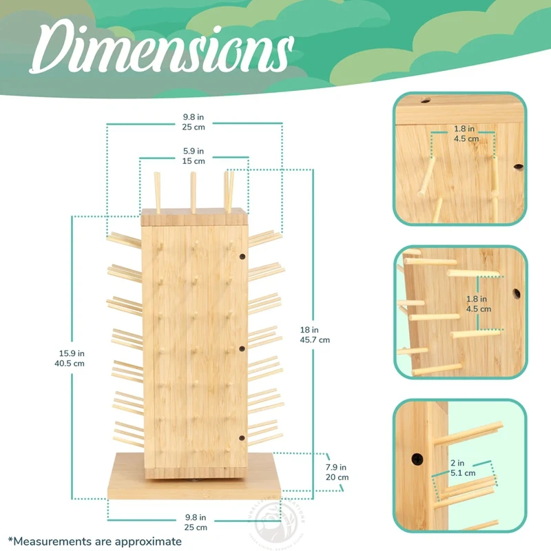 360 Fully Rotating Bamboo Wooden Thread Rack Thread Holder Organizer for Sewing Quilting Embroidery Hair-braiding and Jewelry