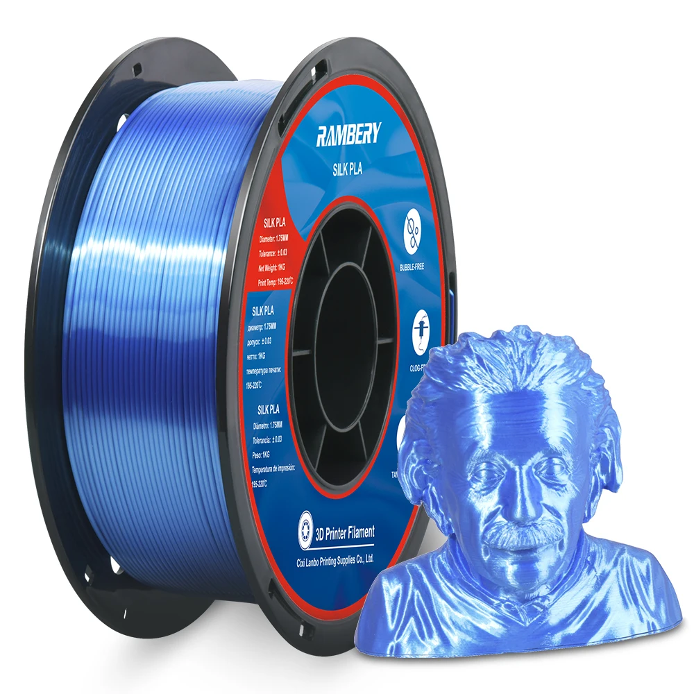 Silk PLA 3D Printer Filament 1.75mm 1KG(2.2LB) Shiny Silky Shine Purple Black Red Copper Printing Material (Silk Champagne Gold)