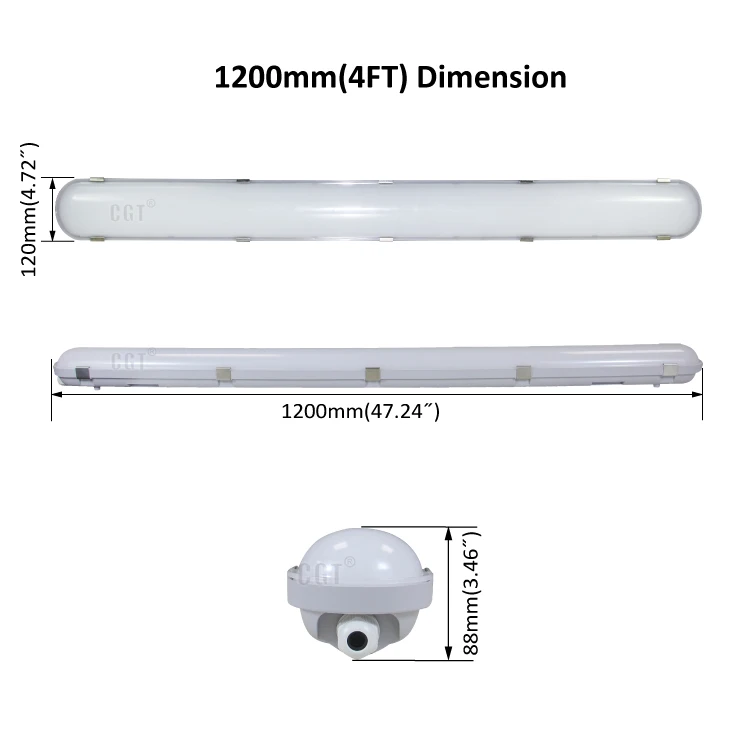  Линейное водонепроницаемое светодиодное паровое освещение DLC 4FT IP66 IK10 100