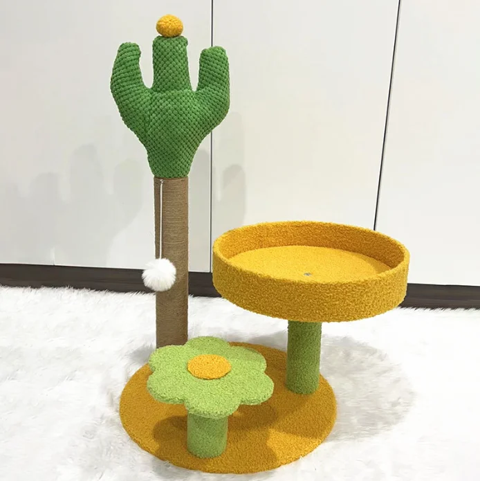 Cat toy Furniture Modern Wood Multi-Layer Platform Tall with Sisal Rope Scratching Posts Cat Tree House Tower