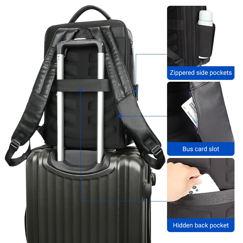 Custom Laptop Travel Backpack School Bags Waterproof Anti Theft Leather Backpack Leather Bag Backpack With Usb computer bags