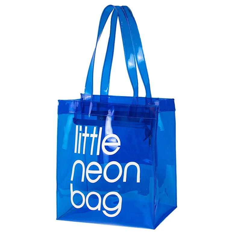 Waterproof Transparent Tote Little Neon Clear Shopping Bag Pvc