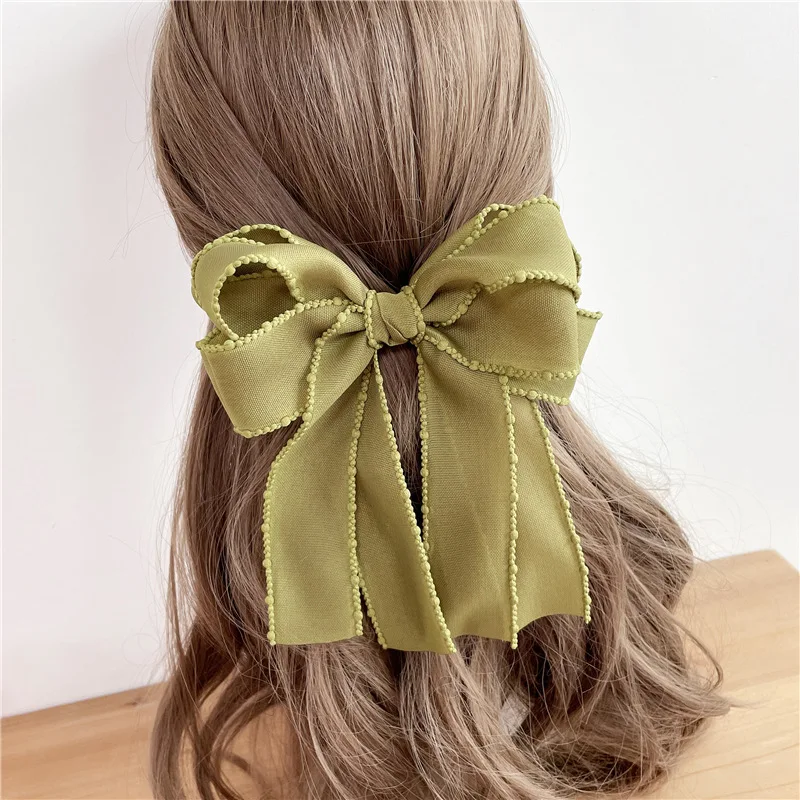 Korea Lace Big Bow Ribbon Alligator Long Hair Kids Head Decoration Hair Accessories