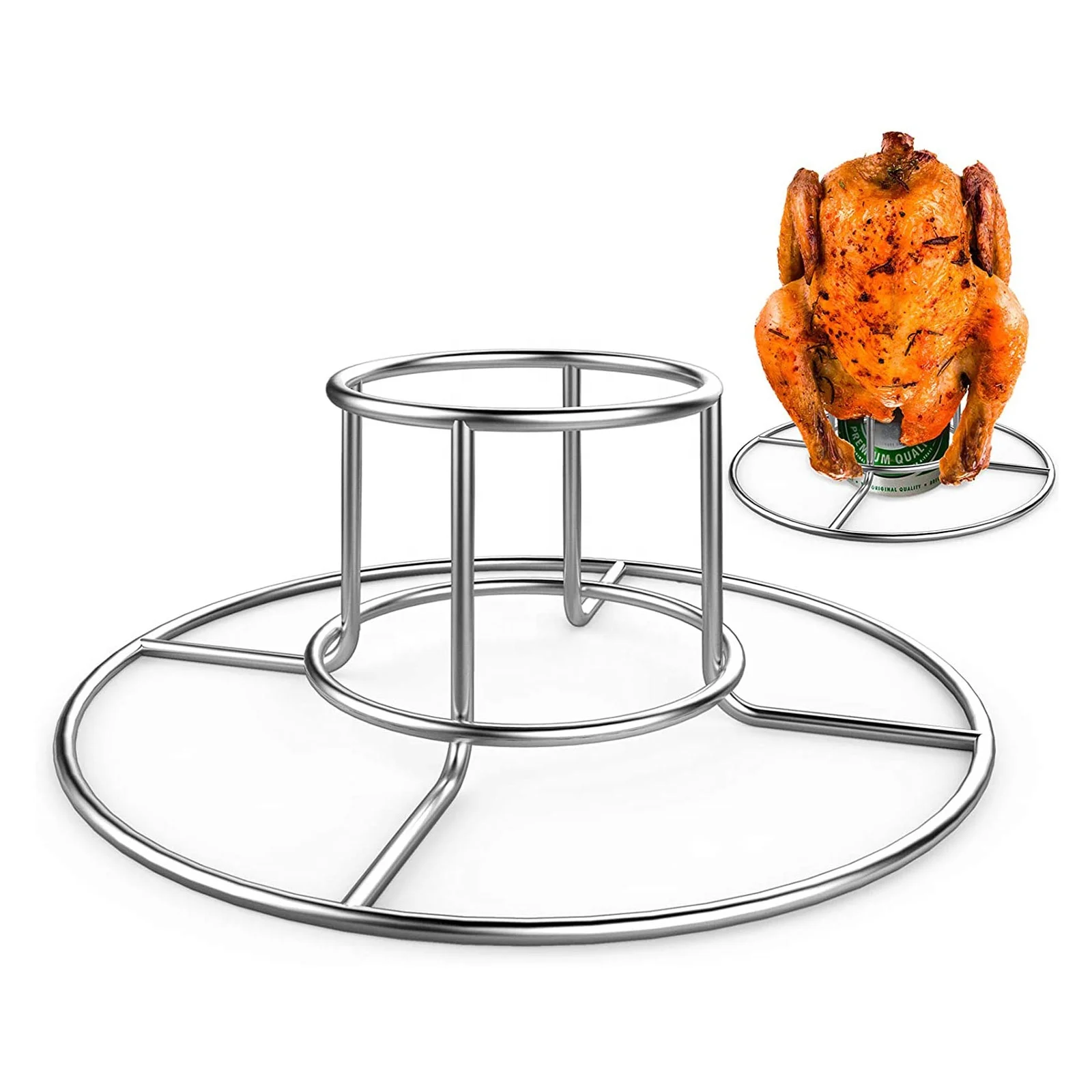Stainless Steel Chicken Roaster Rack Beer Can Chicken Turkey Roasting BBQ Grill Rack Stand Holder Tray Kitchen Outdoor BBQ Tools