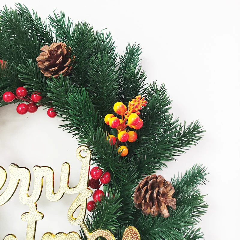 Popular wreath large 20 inches natural pine cone festival ornament decorations Christmas wreath with decorative red berry