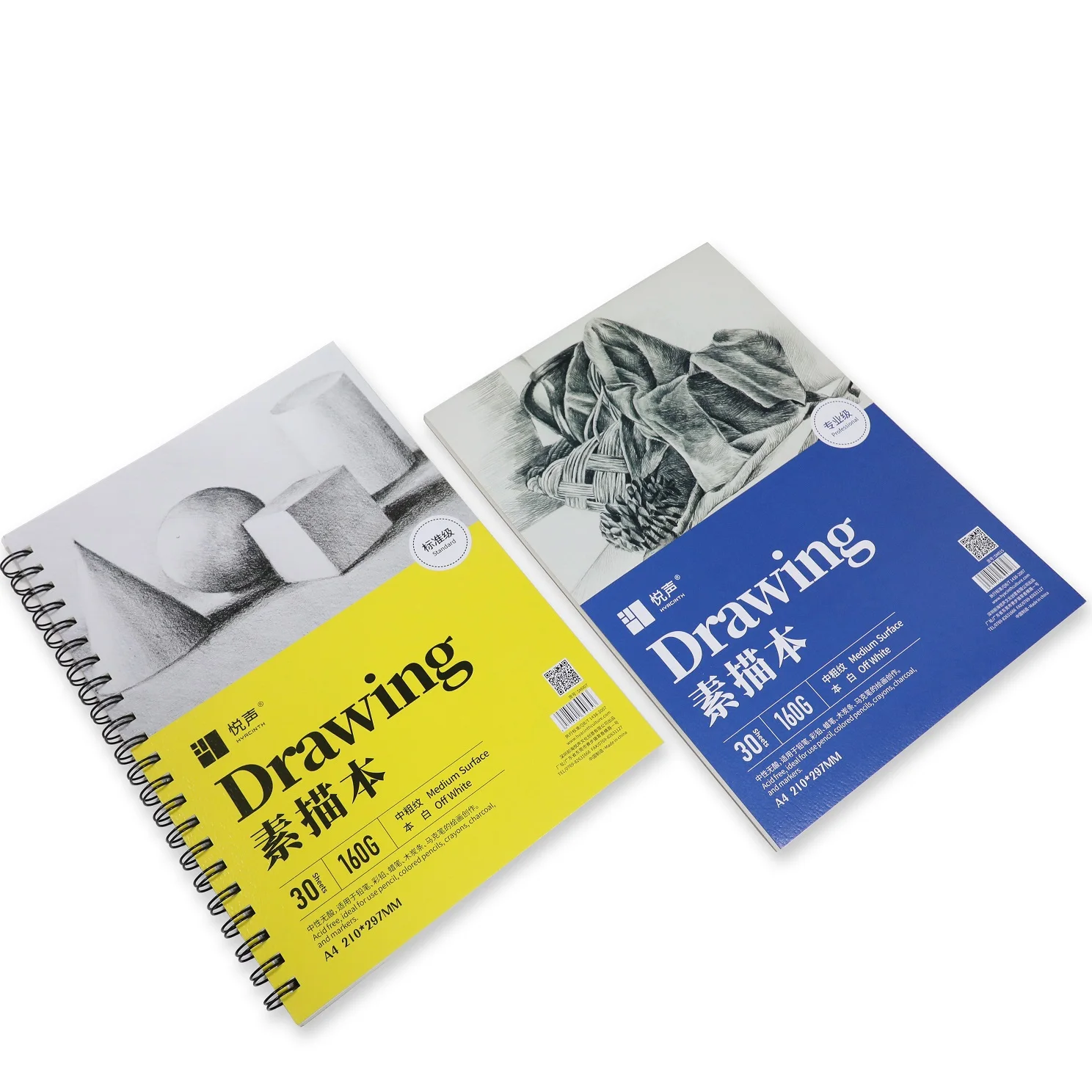 Professional 160g Creamy White Acid Free Spiral A4 Sketchbook Drawing Book for Artist