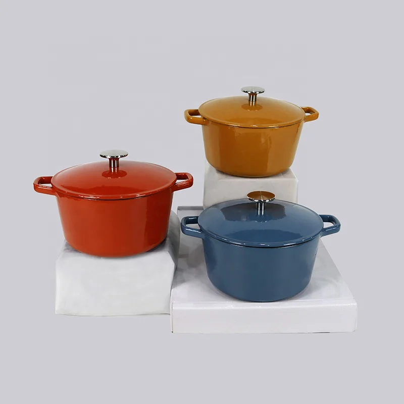 3.1qt 5.2qt подгонянный цвет чугунная эмалированная кастрюля с крышкой для