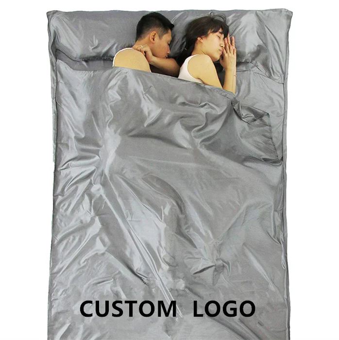 Single Double Size Outdoor Bed Sheet Sleeping Bag Liner Silk Cotton Polyester Fabric Plain Style Adults Home Hotel Use Fitted