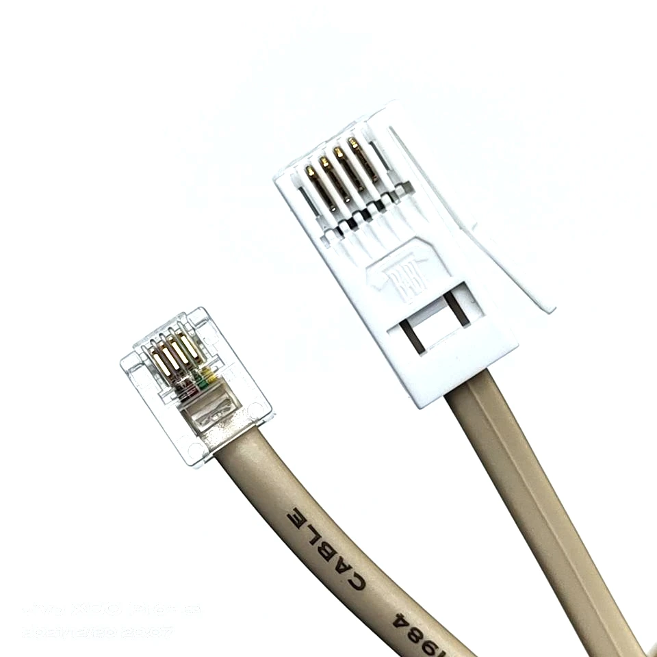 Telephone line plug to RJ11 cross telephone cable extension British BT plug to RJ11 cable