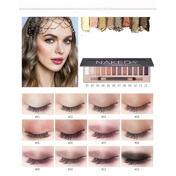 Queens factory  Hot Selling 12 Colors Smokey Makeup Eyeshadow Palette Long Lasting Waterproof Eyeshadow Palette