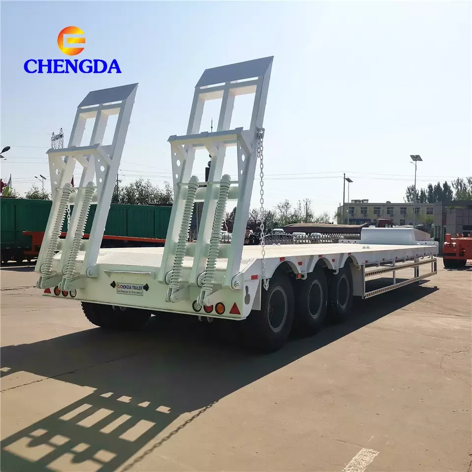 new cheap 3 axles 50 ton lowboy semi tractor lowbed truck semi-trailer lowboy trailer for sale