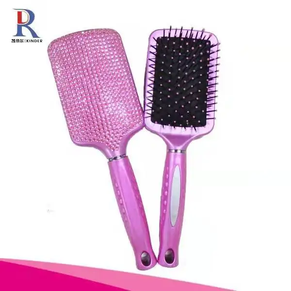 Small MOQ custom private label paddle brush ionic hair brush with bling crystal