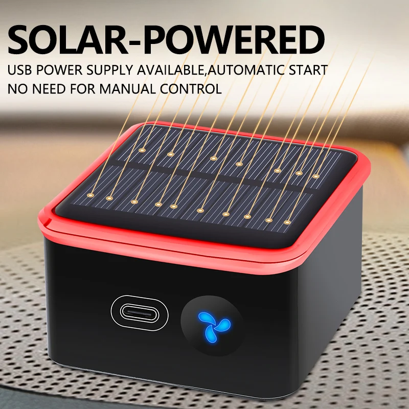 Solar Energy Car Air Purifier with Odor & Smoke Removal Deodorization Features