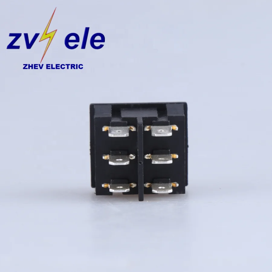 2P2T KCD2 Full Black 6 Pin Double Pole Double Throw Rocker Switch With 10A