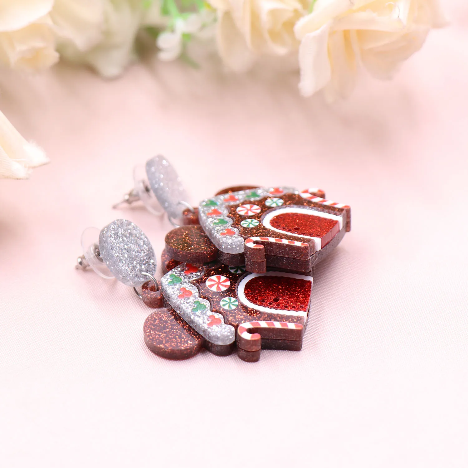 ERS732ER1549 Acrylic Earrings Cute Gingerbread House Christmas Theme Drop Mouse Design Fine Trendy New Product Women