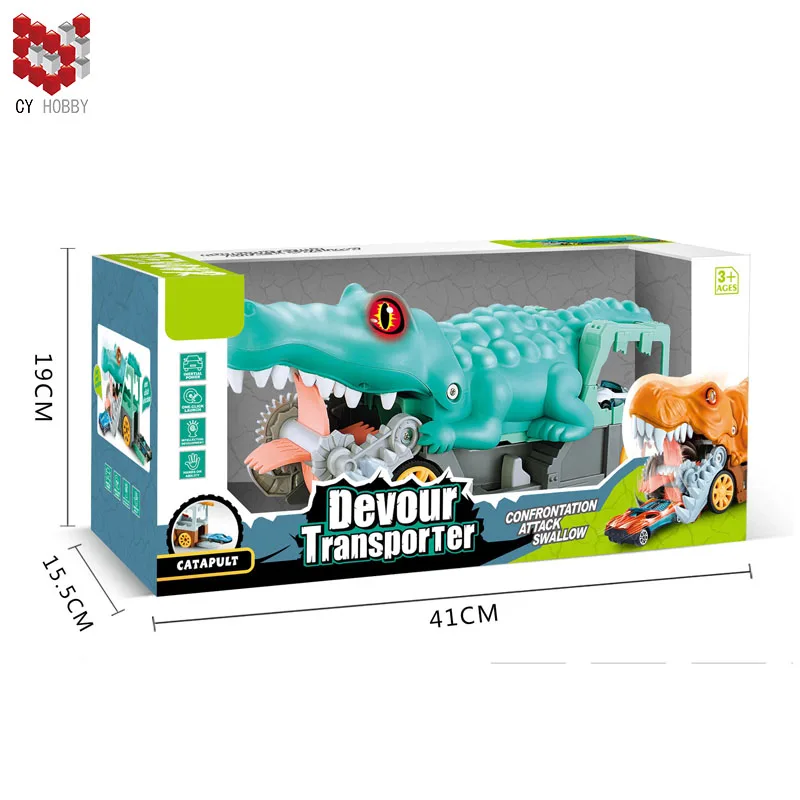 Kids Dinosaur Shark Crocodile Devour Car Toys With Metal Car Toys With Car Storage