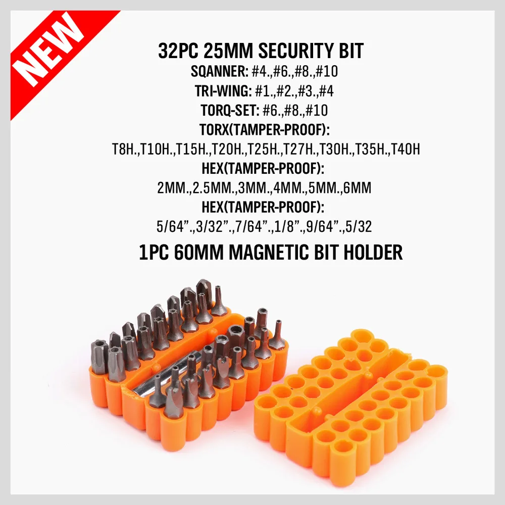 33 Piece Screwdriver Bit Set Security Screwdriver Tool Kit with Hex and Torx Special Batch Charging Drill Shaped