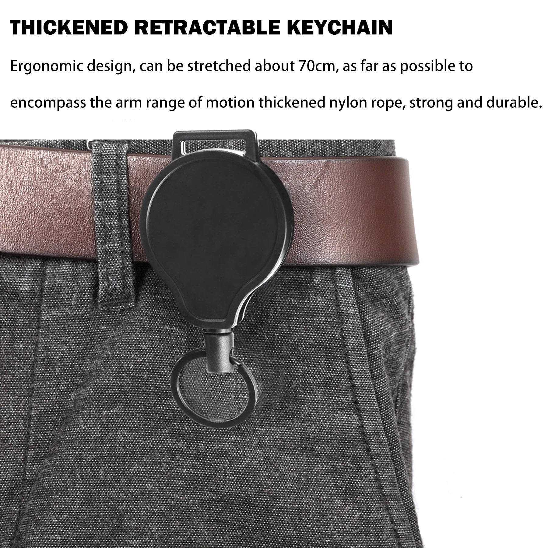 90 Degrees Stretch Range 70 cm Retractable Keychain Badge Reel Holder 360 Degree Rotatable Back Buckle For Backpacks Belts