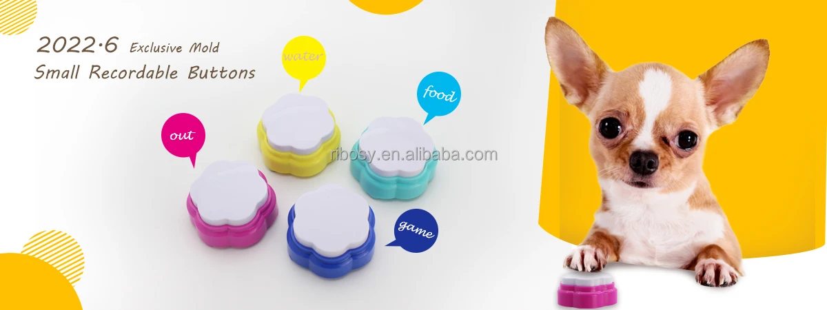 Newest design recordable answer talking buzzer custom sound easy button dog communication for small pets (set of 4)